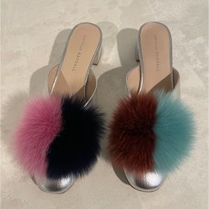 Loeffler Randal Mule - Real Fur Pom Poms